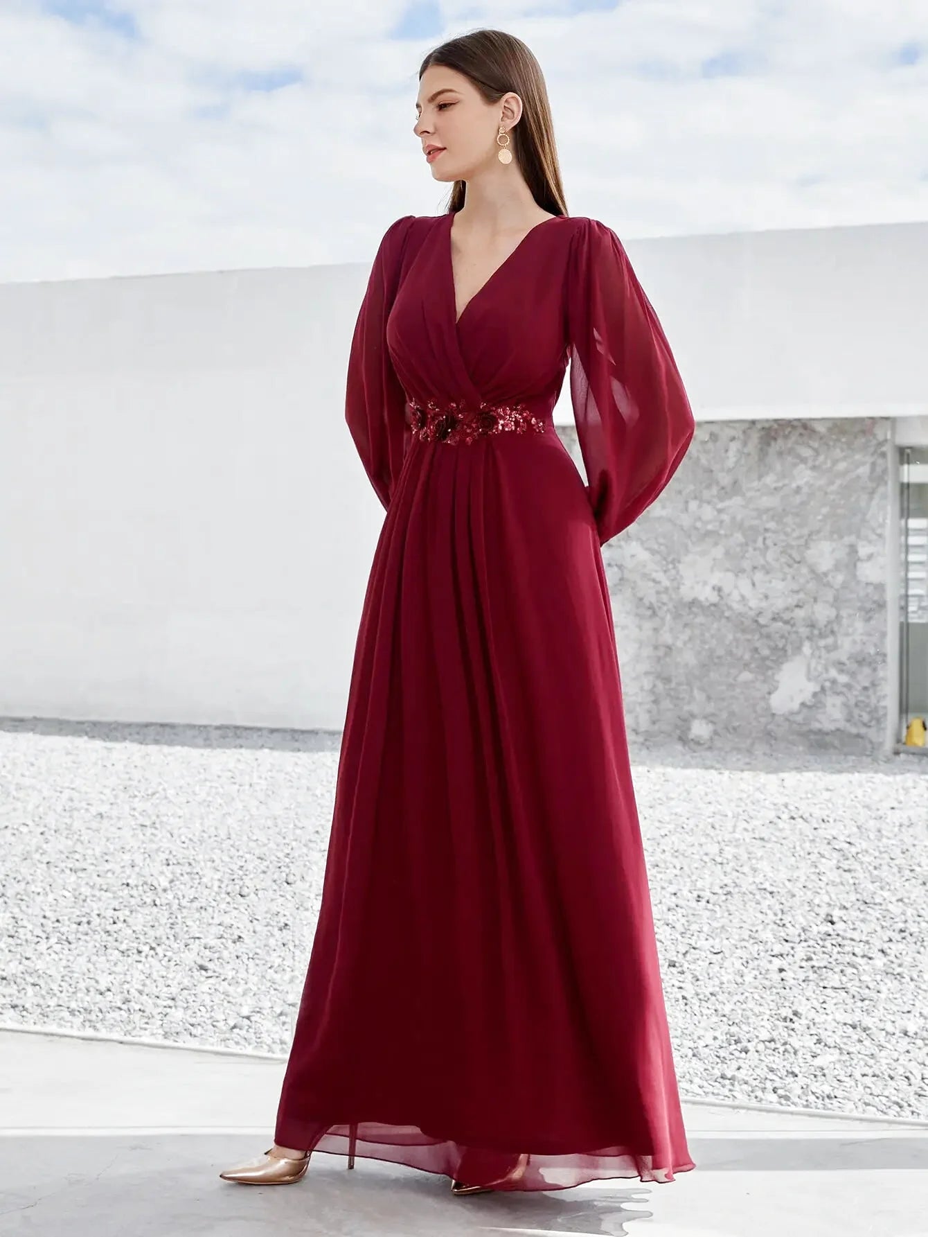 Robe de cérémonie femme 50 ans mousseline - Amelys - Maison Gaala