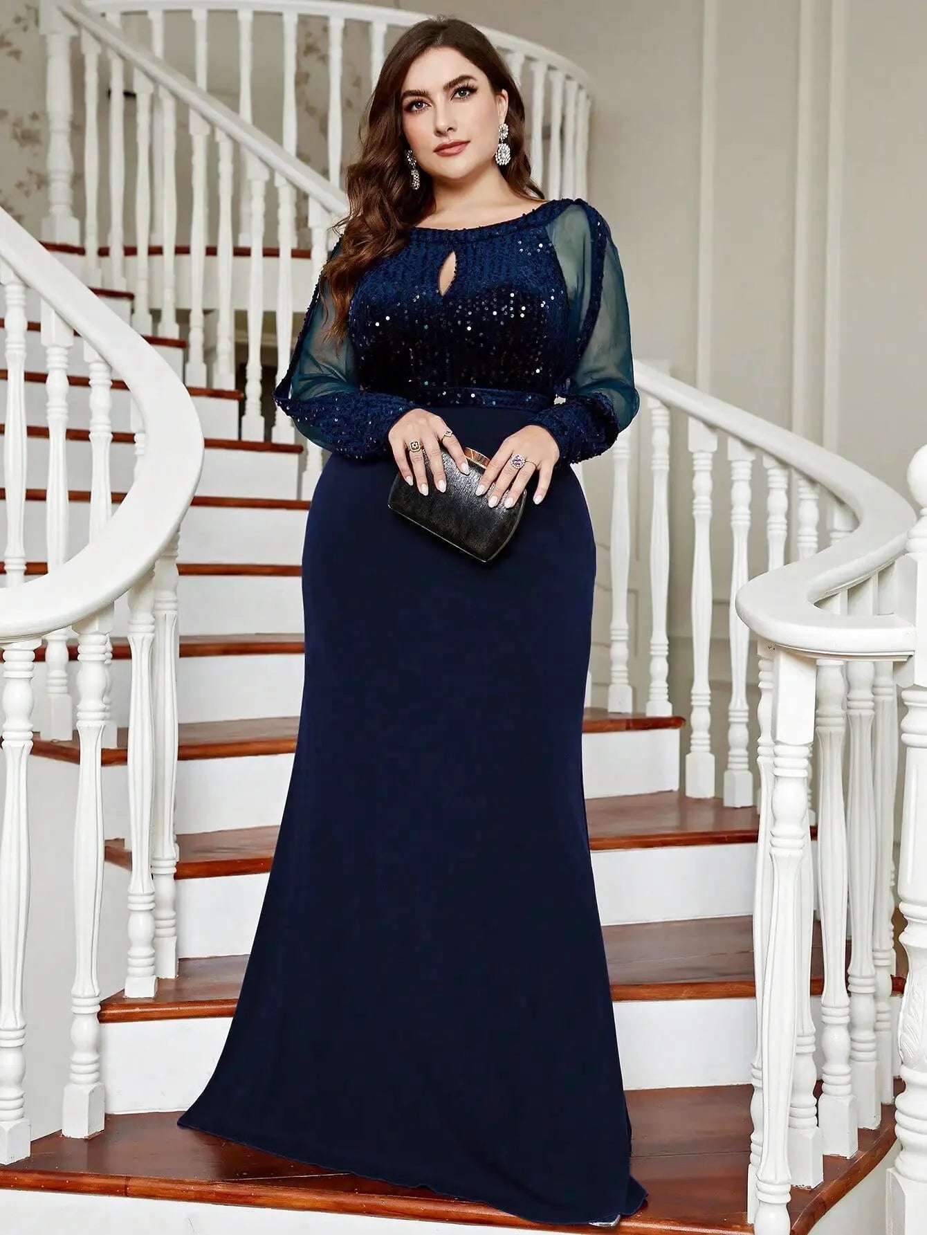 Robe de cérémonie grande taille bleu marine - Lyssandra - Maison Gaala