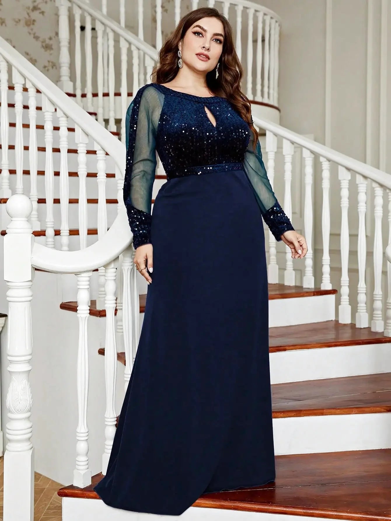 Robe de cérémonie grande taille bleu marine - Lyssandra - Maison Gaala