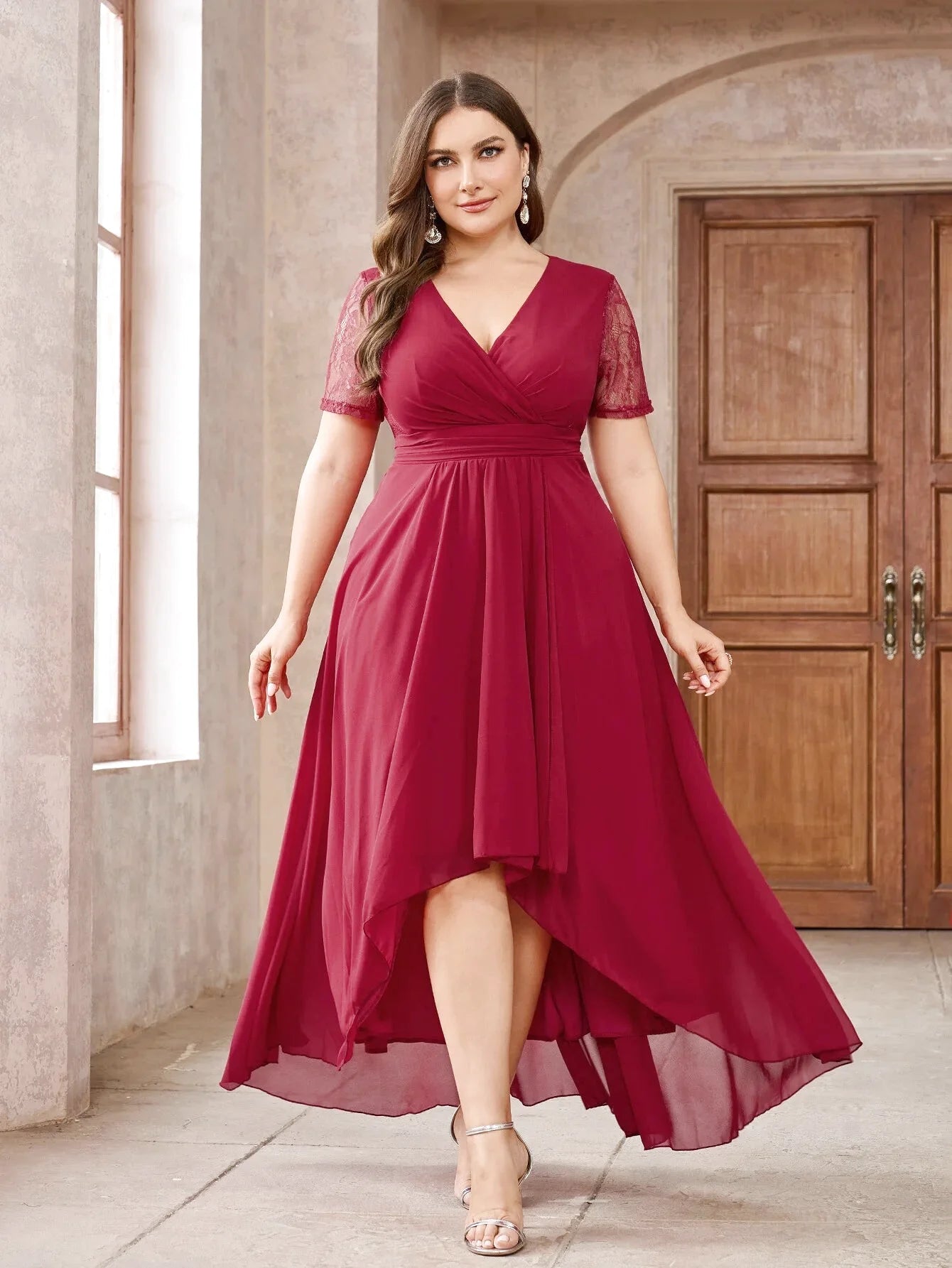 Robe de cérémonie grande taille rouge - Redji - Maison Gaala