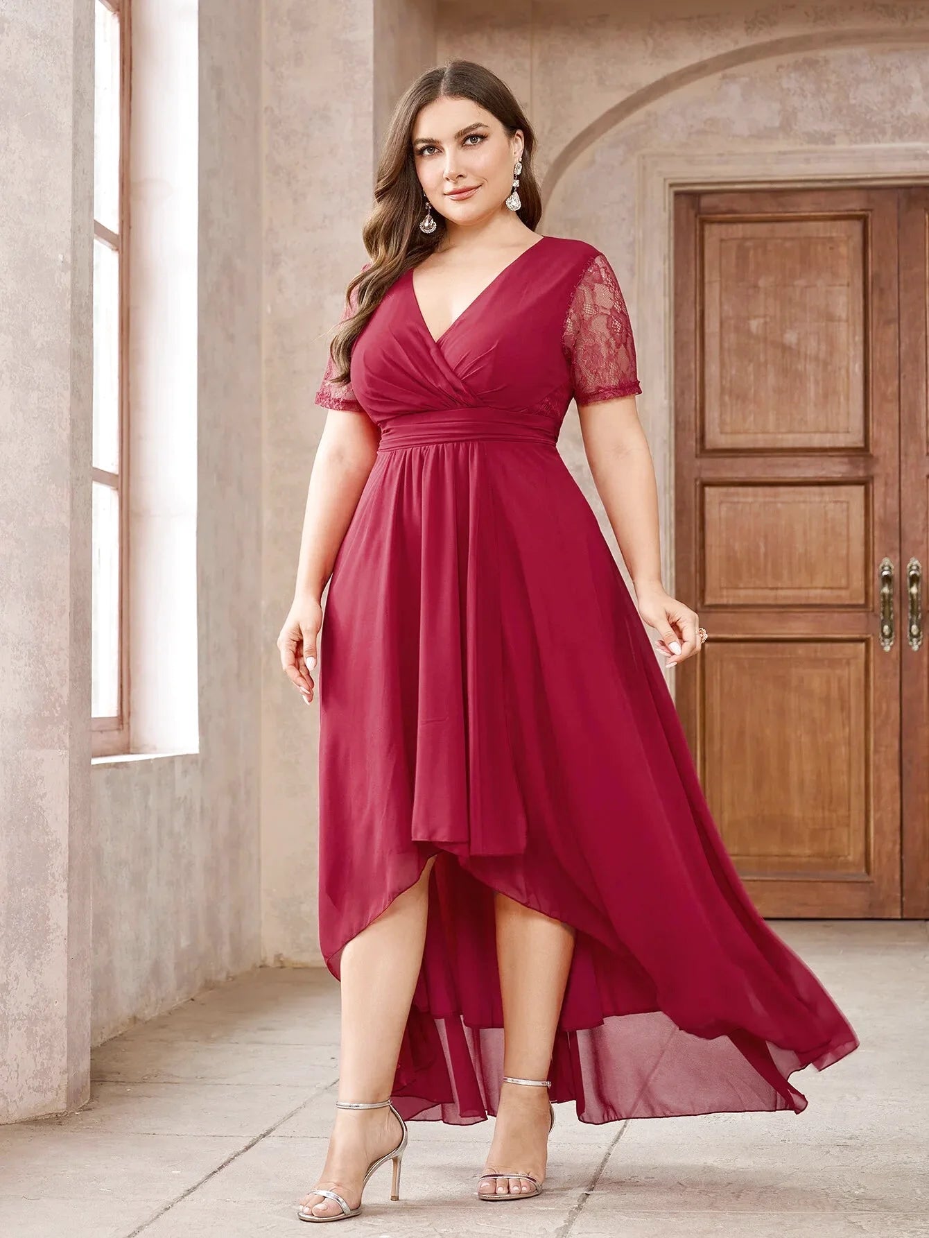 Robe de cérémonie grande taille rouge - Redji - Maison Gaala