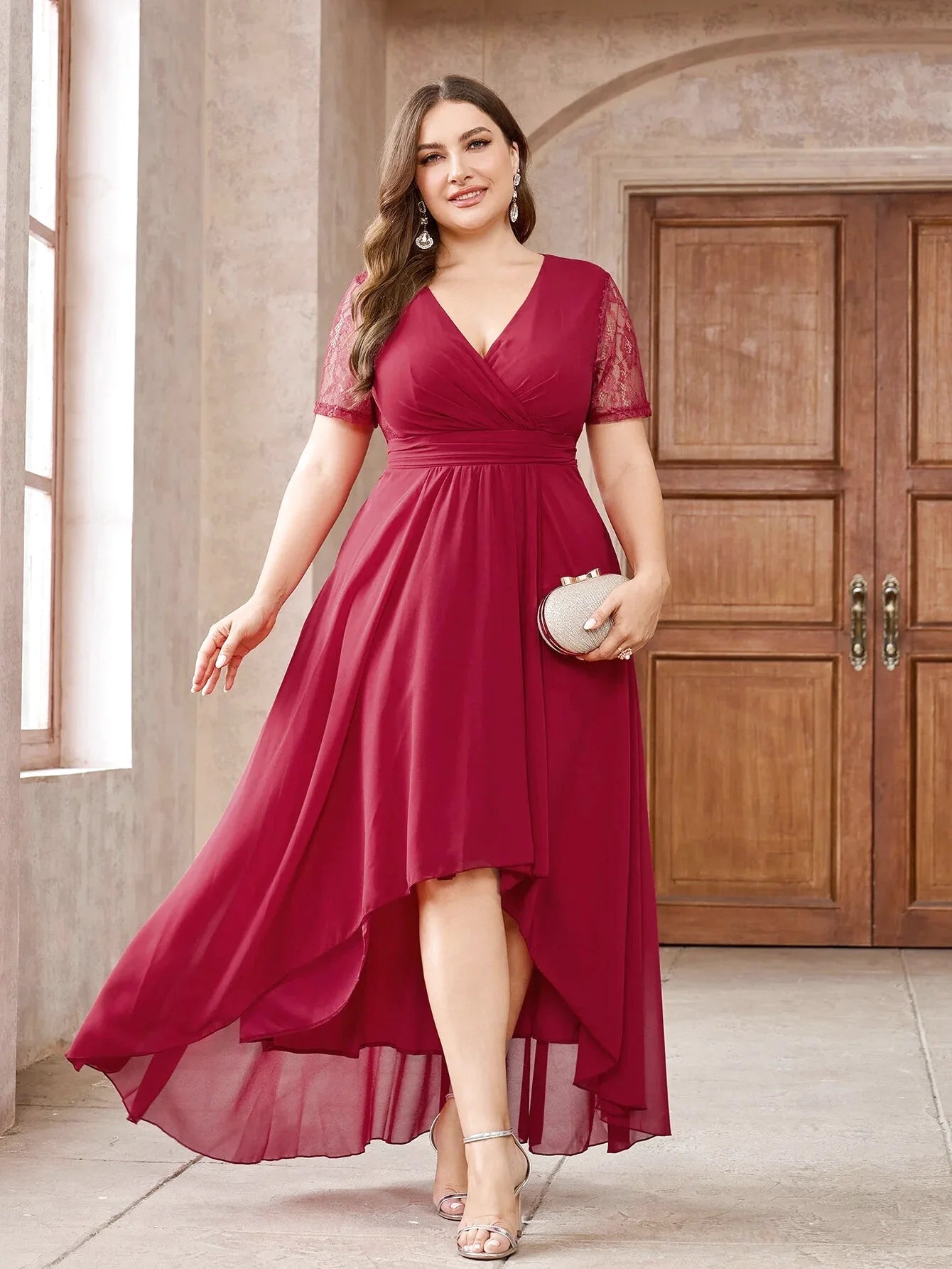 Robe de cérémonie grande taille rouge - Redji - Maison Gaala