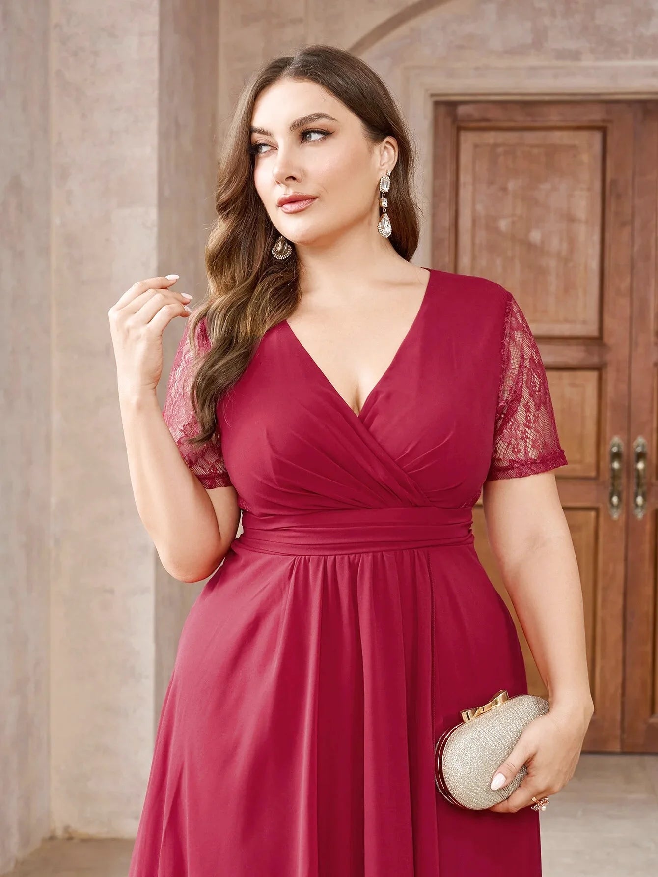 Robe de cérémonie grande taille rouge - Redji - Maison Gaala