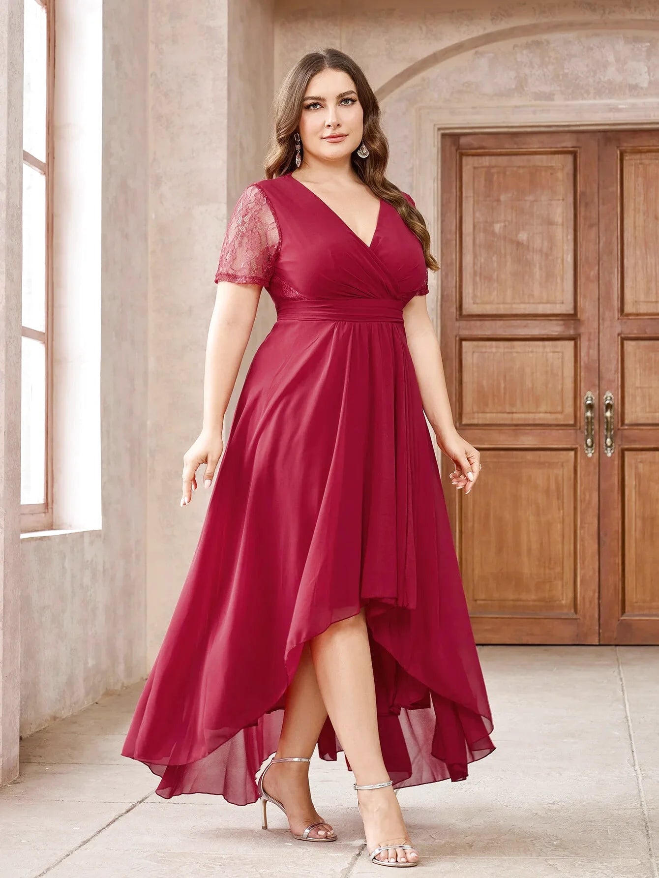 Robe de cérémonie grande taille rouge - Redji - Maison Gaala