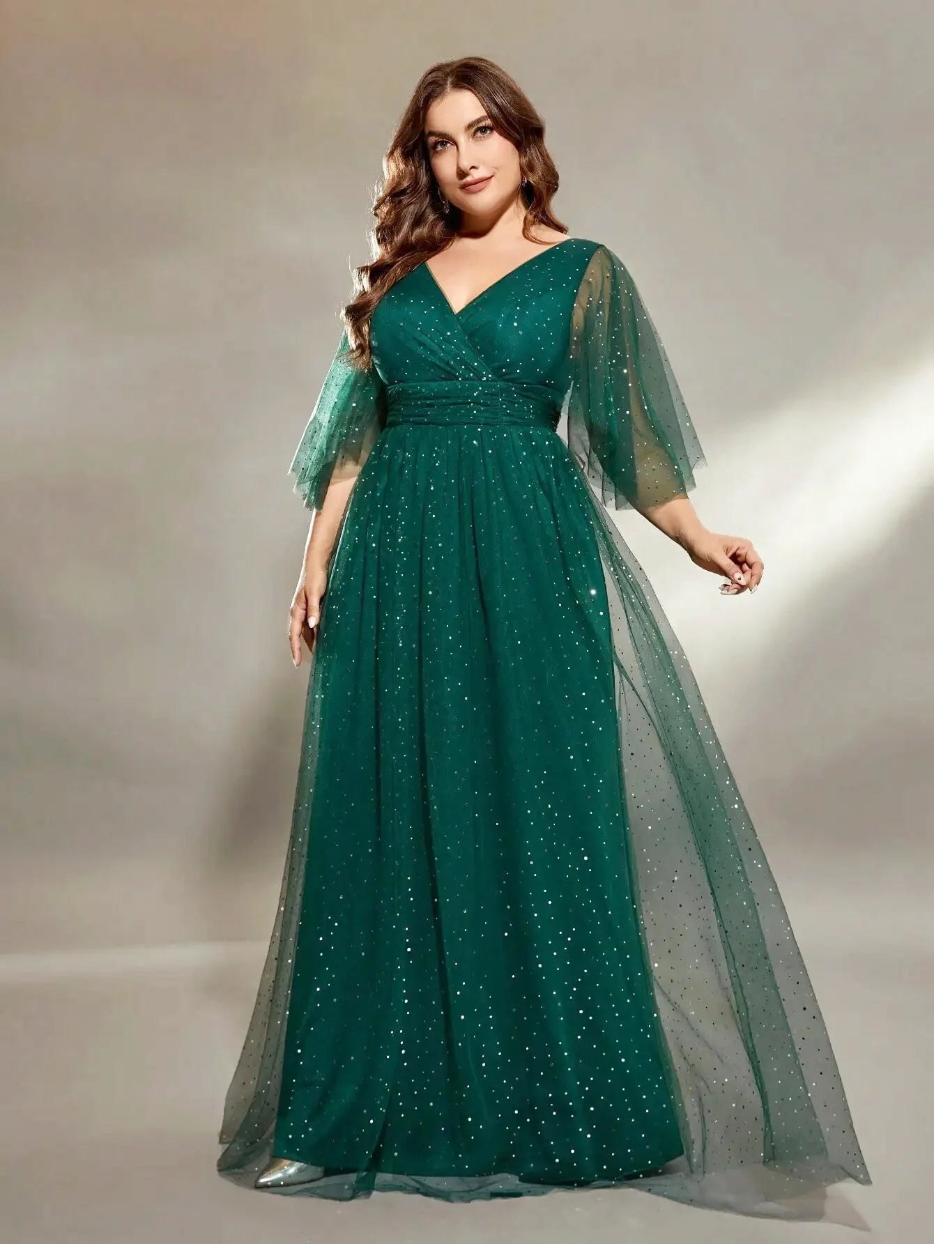 Robe de cérémonie grande taille vert - Greendy - Maison Gaala